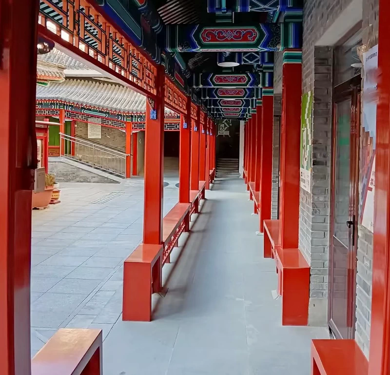 Take a stroll down the long corridor in Nanxiapo Mosque in Beijing