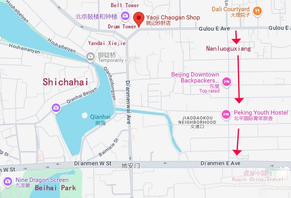 The location map of Yaoji Chaogan Restaurant