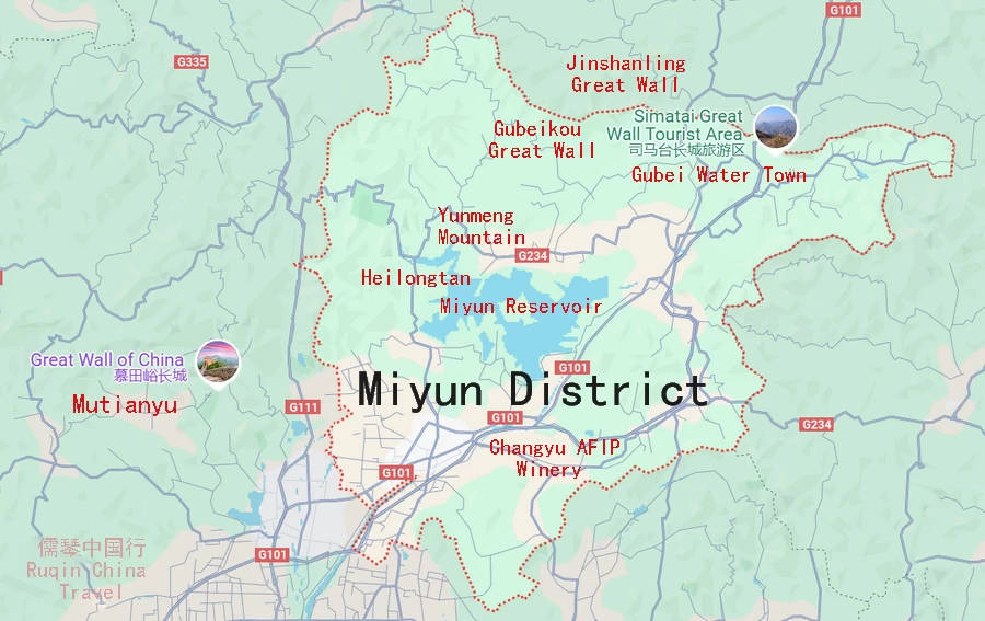 Beijing Miyun District Travel Guide Map