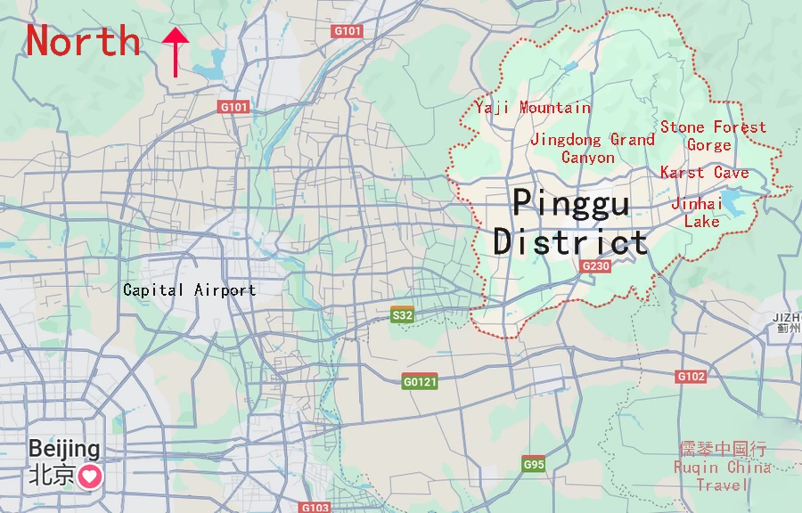 Beijing Pinggu District Travel Guide Map