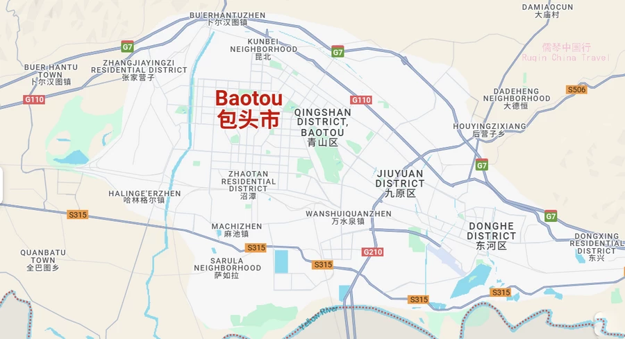 The Baotou City Map (Google)