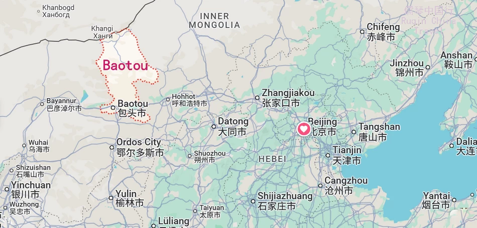 The Location Map of Baotou (Google)