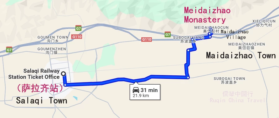 Meidaizhao Monastery Tourist Map (Google)