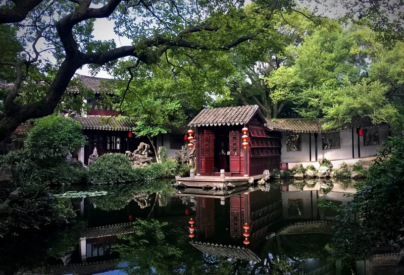 Tuisi Garden wraps around a central pond in Tongli