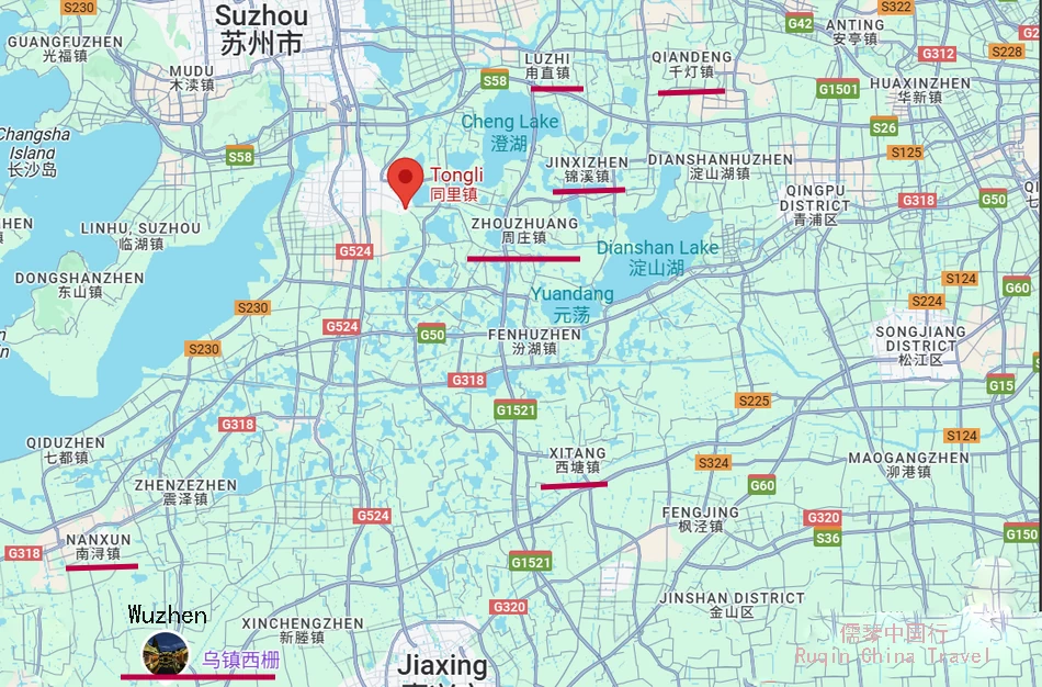 The Nearby major Water Towns to Explore from Tongli