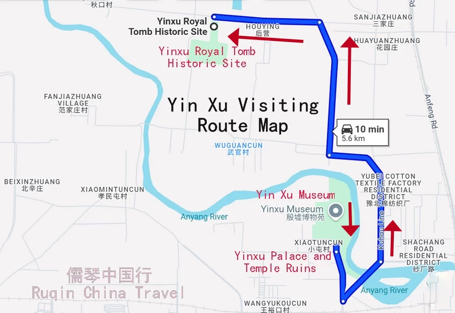 Yin Xu Xisiting Route Map
