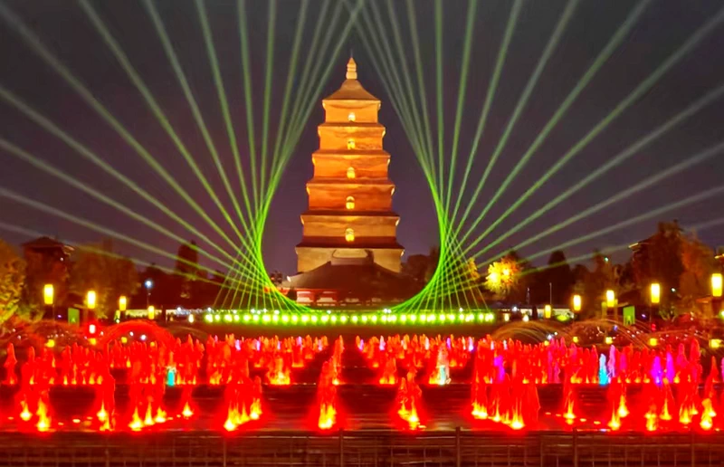 Fountain Show at Big Wild Goose Pagoda North Square