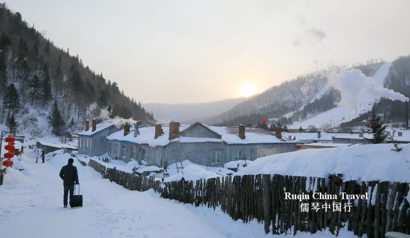 China Snow Town Morning
