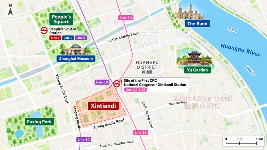 The Location Map of Xintiandi in Shanghai