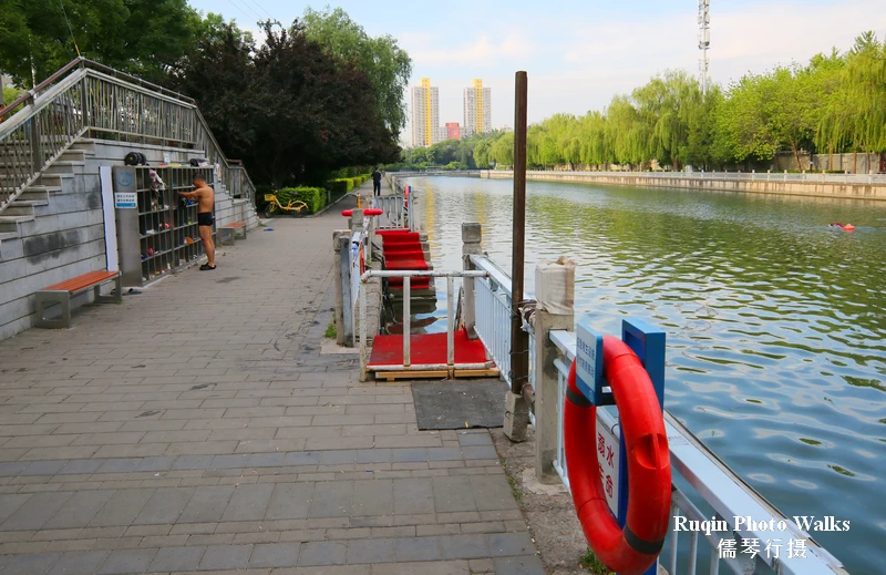One of the designated areas of the moat for swimming at Beijing East City Moat