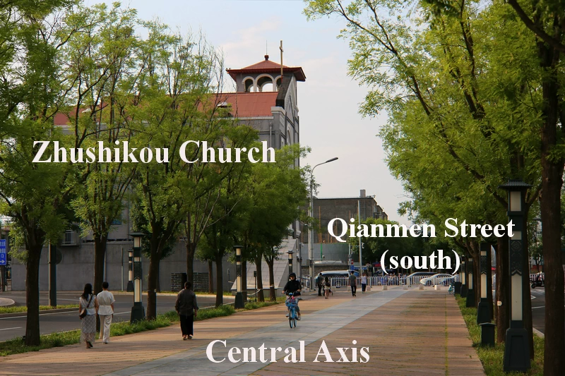 Qianmen Street is just on the north of Zhushikou