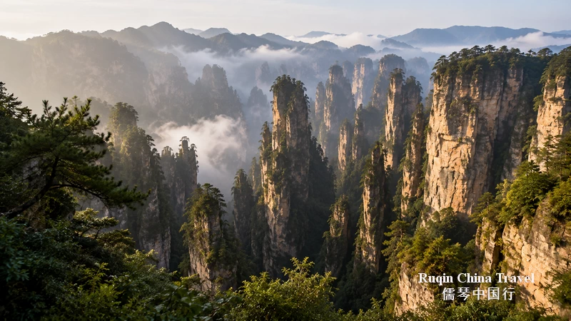Photograph the sandstone columns around Yuanjiajie