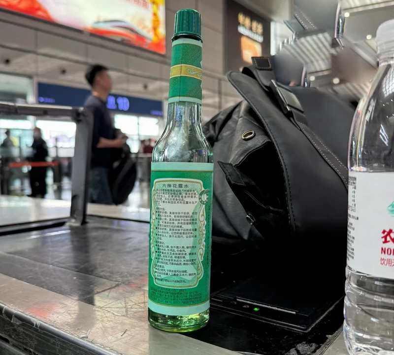 An oversized bottle of Liushen Florida Water was confiscated at the security checkpoint.