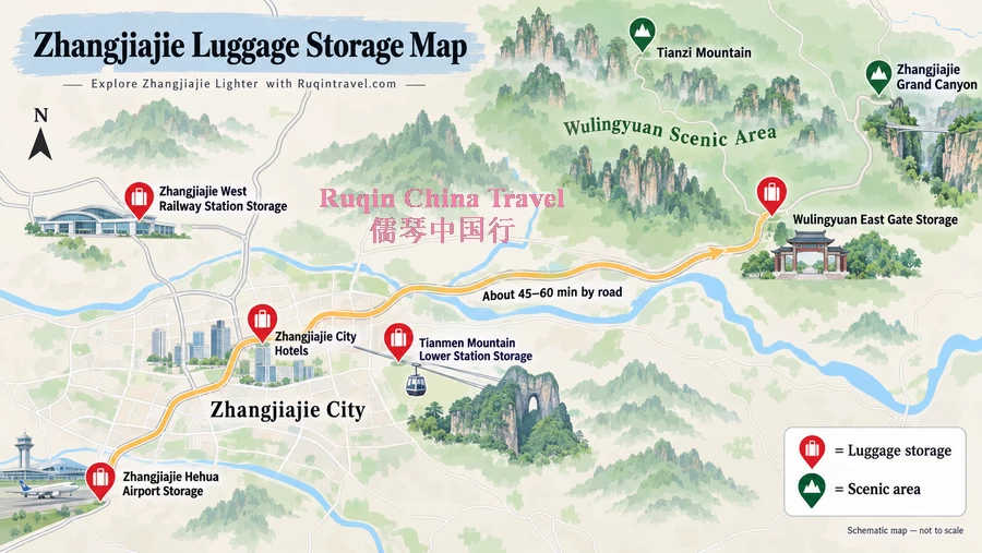 Zhangjiajie Luggage Storage Map