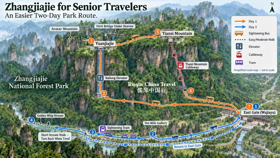 Zhangjiajie Tourist Map for seniors