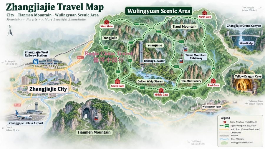 Zhangjiajie Travel Map