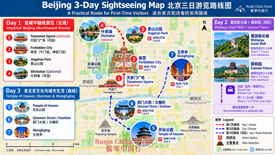 Beijing 3-Day Sightseeing Map