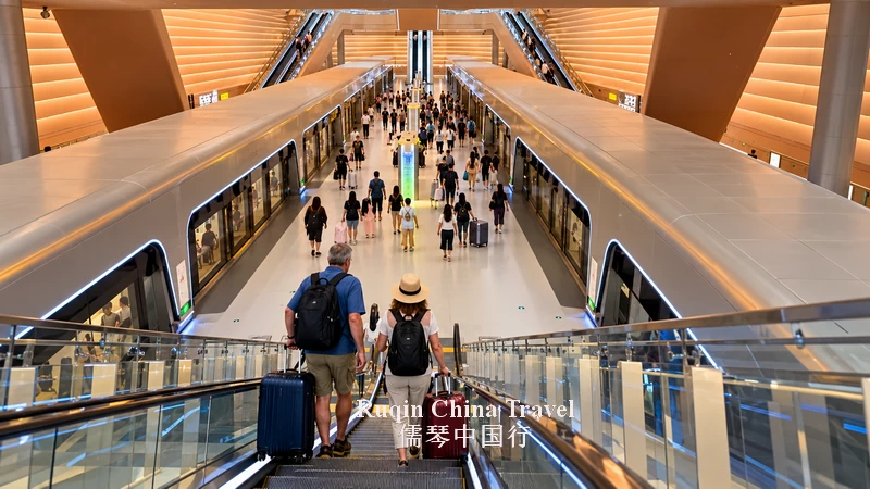 Take the airport people mover running between T3A and T3B at Chongqing Jiangbei Airport