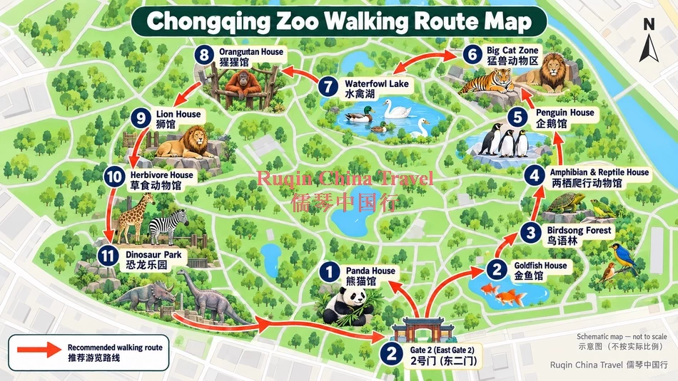 Chongqing Zoo Walking Route Map