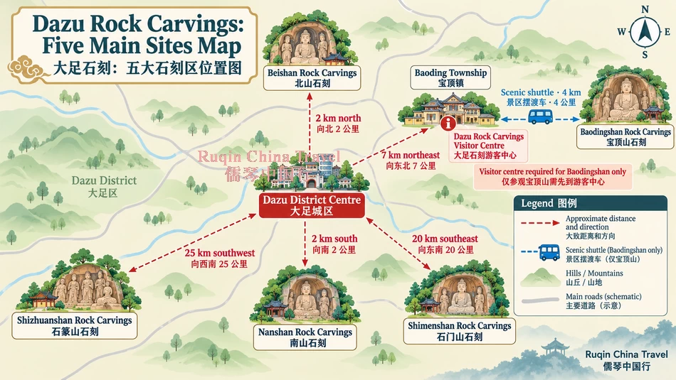 Dazu Rock Carvings Map