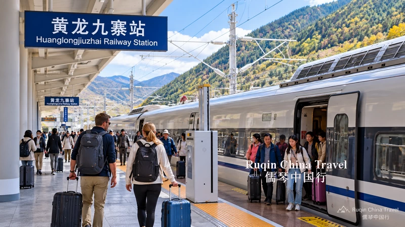 Arriving at Huanglongjiuzhai Railway Station