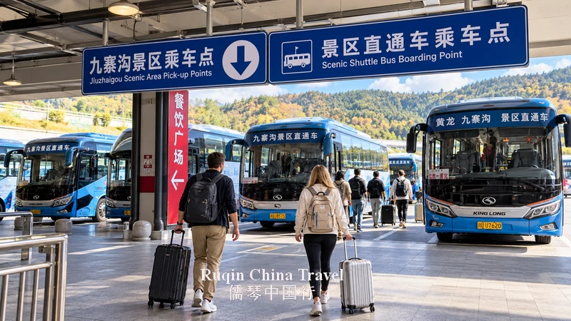 Shuttle Bus for Jiuzhaigou at Huanglongjiuzhai Station