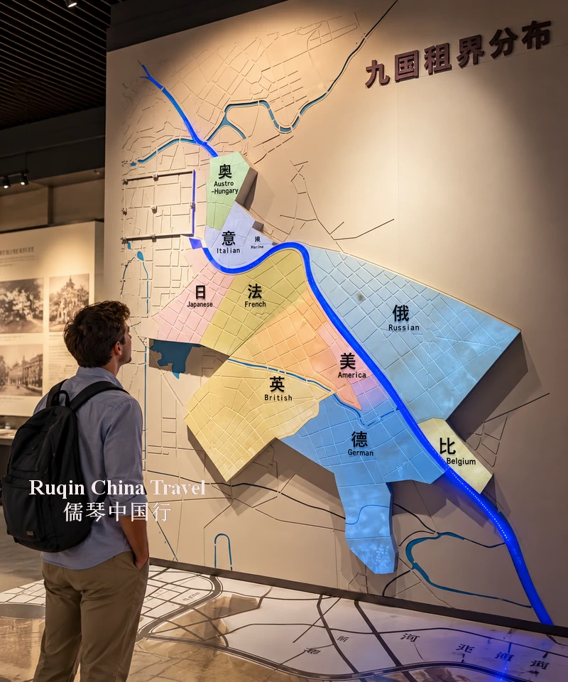 The nine foreign concessions division map in Tianjin Museum