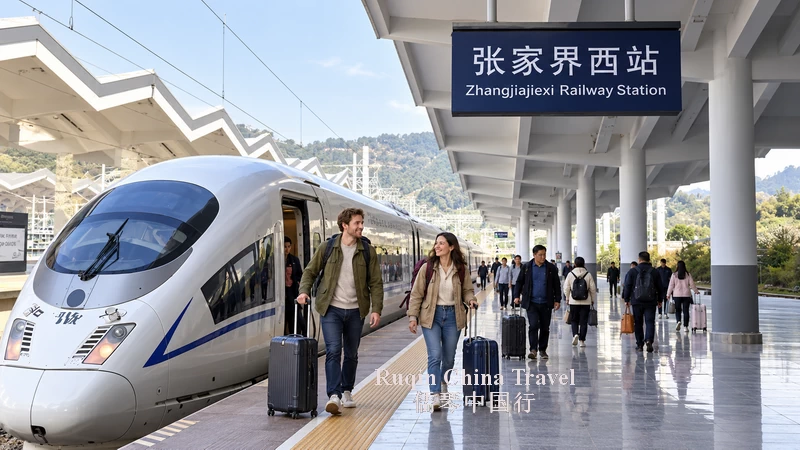 Arriving at Zhangjiajiexi Railway Station ( Zhangjiajie West Railway Station 张家界西站)
