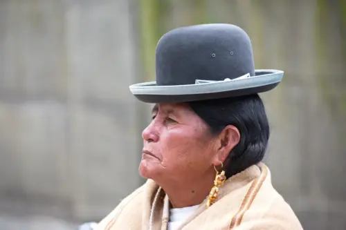 the bowler hat is popular for women in Bolivia