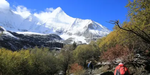 The rugged snow-capped Mt.Jambeyang looms above us